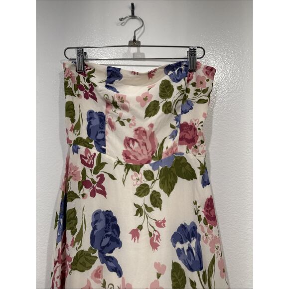 Reformation Arta Dress In Donna Womens Size 4 Floral Print Strapless Romantic - Picture 2 of 8